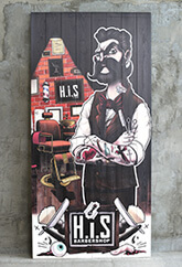 Loft двери! Амбарная дверь "H.I.S barbershop" 